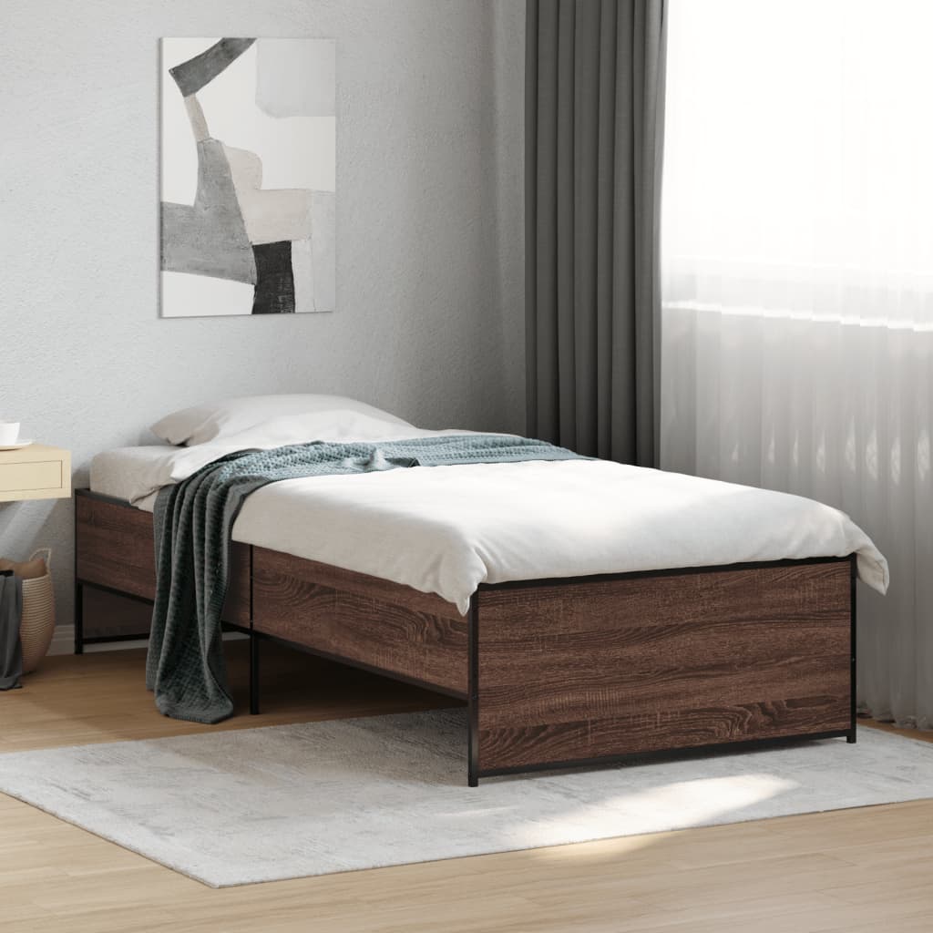 Bed Frame without Mattress Brown Oak 75x190 cm Small Single